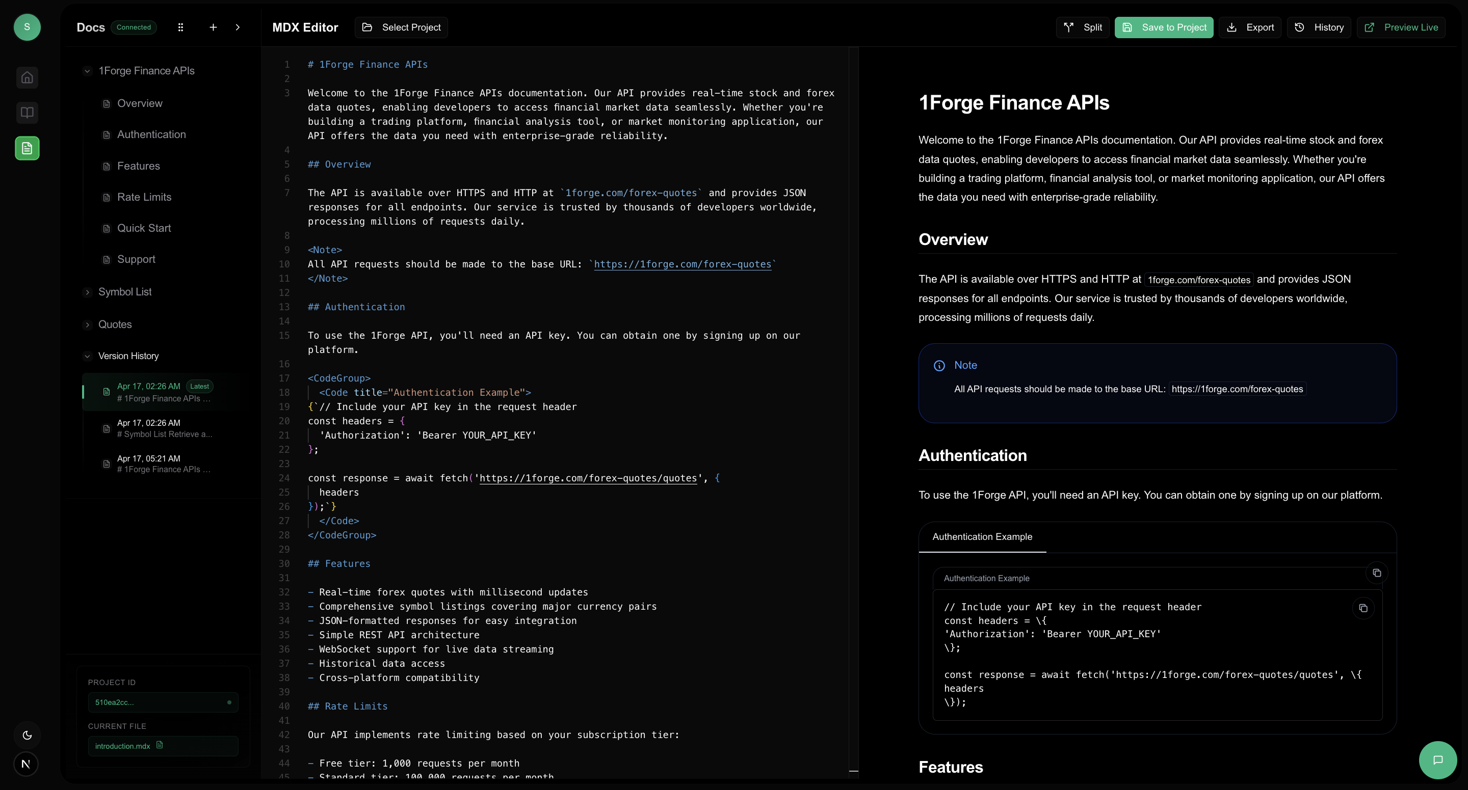 API Documentation Preview